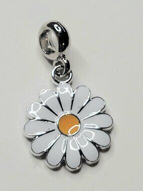 NWT For Pandora Charm Bracelets Cute Metal White Daisy Flower Dangle Charm